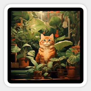 Purrfect Harmony: Cats and Plants - A Delightful Collection Sticker